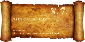 Mitrovics Tibor névjegykártya
